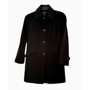 London Fog Wool Coat Women's Size SM Black Button Up Casual Business Career